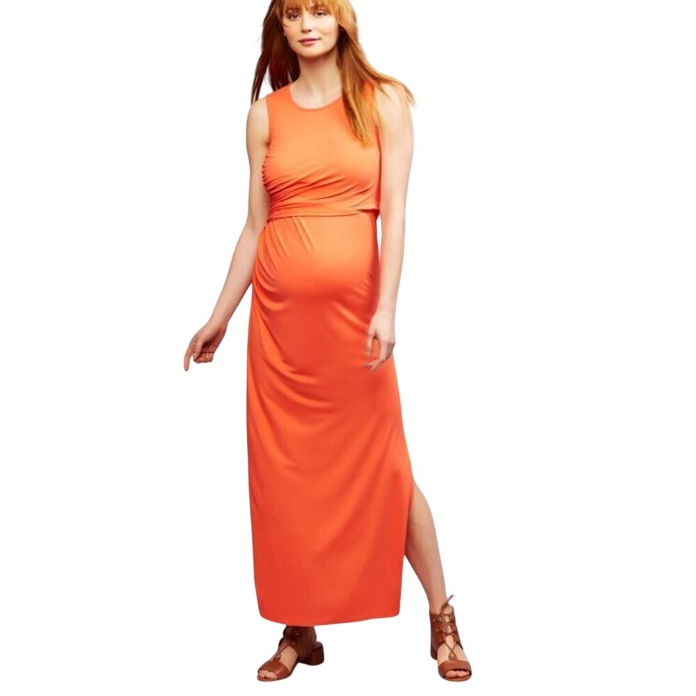 Seraphine Maternity Maxi Dress Nursing Maxi Dress Coral